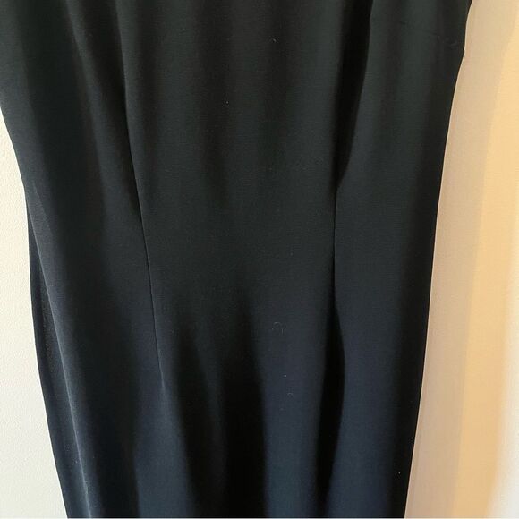 Vintage 90’s Sleeveless Sheath Dress Black Crepe Floral Embroidery Beading 8 - Picture 7 of 9